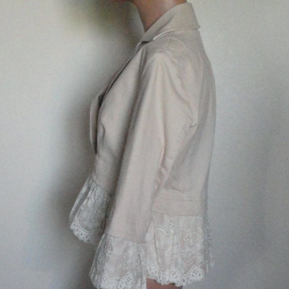 Robert Rodriguez Cotton & Lace  Cream Jacket - Picture 2 of 5
